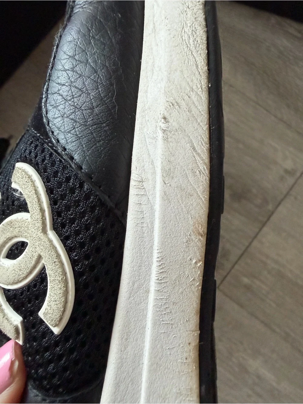 Chanel woman’s Black Mesh & Leather Sneakers